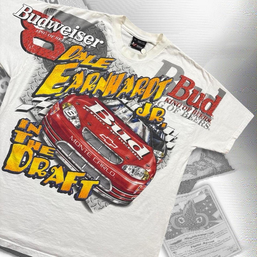 Vintage Y2K Nascar Chase Authentics Dale Earnhardt Jr Budweiser AOP Tee XL